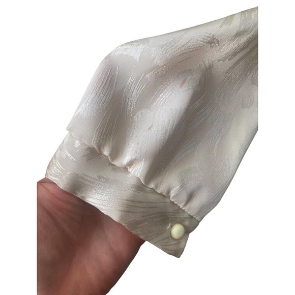 Vintage Ivory Dress Edwardian Victorian Big Collar Downton Abbey Medium FLAW - Picture 7 of 8